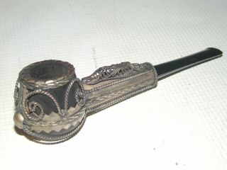 Vintage Silver Metal Overlay Estate Apple Smoking Pipe Unusual Antique Rare