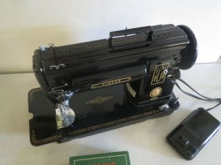 Black Singer 301A SHORT BED Slant Sewing Machine pedal carry case 6