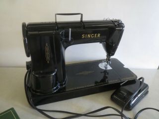 Black Singer 301A SHORT BED Slant Sewing Machine pedal carry case 8
