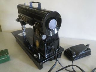 Black Singer 301A SHORT BED Slant Sewing Machine pedal carry case 9