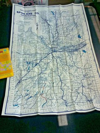 Metsker ' s Map - SPOKANE COUNTY WA vintage Metsker fold out map Washington state 2
