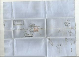 Stampless Folded Letter: 1864 Lyon,  France To Geneve