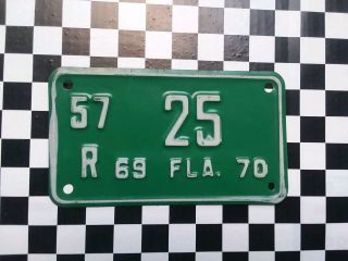 Florida Motorcycle License Plate 1969 1970 Low 57 25,  Okeechobee.  Nos Quality