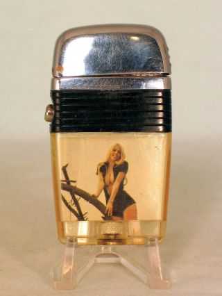 Scripto Lighter With Pin - Up In Loose Black Bathing Suit
