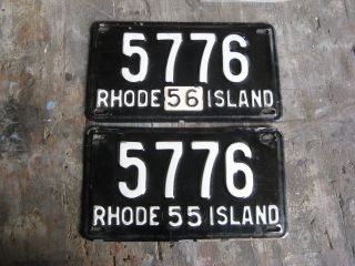 1955 55 1956 56 Rhode Island Ri License Plate Pair Yom 5776