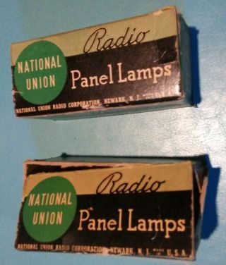 2 Vintage Boxes Of 10 National Union Misc.  Bulbs Miniature Radio Panel Lamps