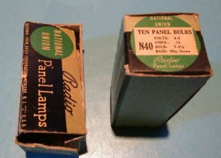 2 Vintage Boxes of 10 National Union Misc.  Bulbs Miniature Radio Panel Lamps 2