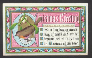 C4709 Victorian Goodall Xmas Card: Robin & Mistletoe