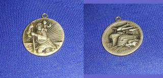 Vintage St Christopher Catholic Religious Medal - Sterling Silver - Safe Travel