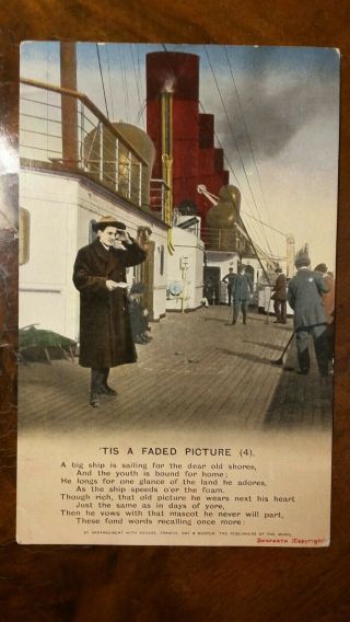 Cunard Line Mauretania Boat Deck & Passengers Postcard C1910 Unusual