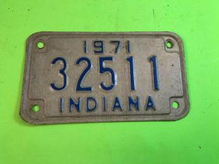 Vintage Indiana Motorcycle License Plate 1971 32511