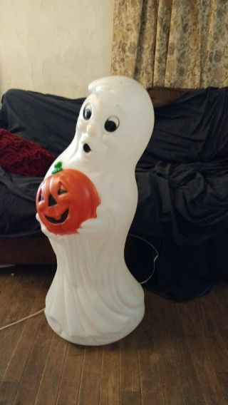34 " Gfp Ghost Pumpkin Plastic Light Up Blowmold Halloween Yard Decor
