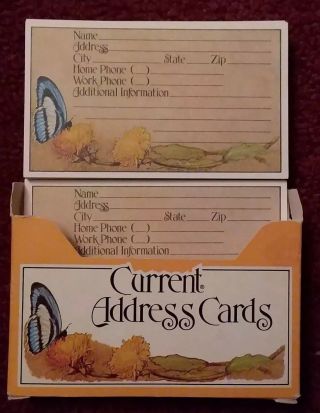 Vintage Current Address Cards Box Set 50 Blank Cards Butterfly
