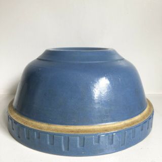 Blue Bowl 11” Pottery Stone Ware Vtg Yelloware Mixing Hairline Crack Patterned 6