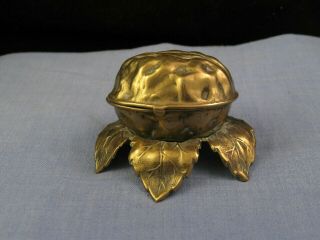 Antique Figural Nut Walnut W Avery Needle Thimble Case Sewing Brass 1873 Box
