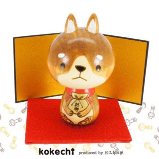 Japanese Nippon Usaburo Kokeshi Doll Lucky Charm Zodiac Amulet Dog 70mm Japan