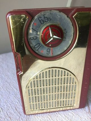 Vintage Spica Transistor Radio Model St - 600 In Red Sanritsu Elec.  Co.  Japan