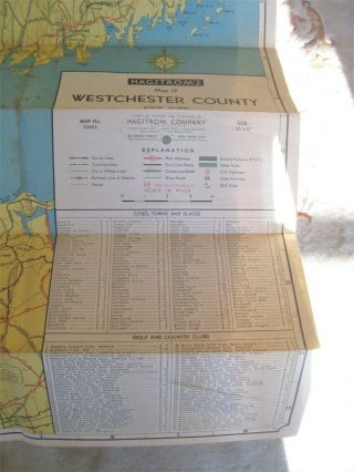 Vintage 1944 Hagstrom Map of Westchester County York Road Rail 4