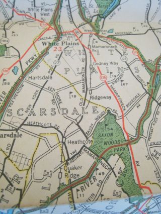Vintage 1944 Hagstrom Map of Westchester County York Road Rail 5
