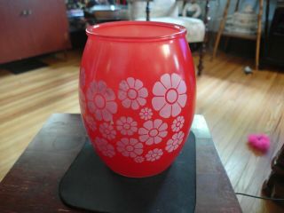 Vintage Bartlett Collins - Red With Daisies Glass Cookie Jar - No Lid