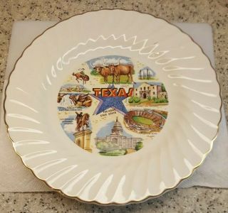 Vintage Texas Souvenir State Collector Plate Bone White China by Sheffield USA 2