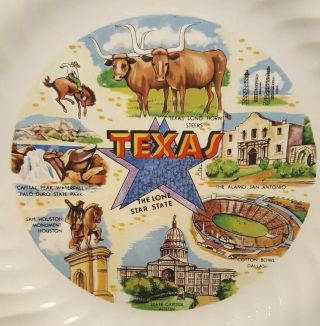 Vintage Texas Souvenir State Collector Plate Bone White China by Sheffield USA 3
