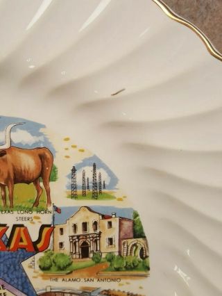 Vintage Texas Souvenir State Collector Plate Bone White China by Sheffield USA 4