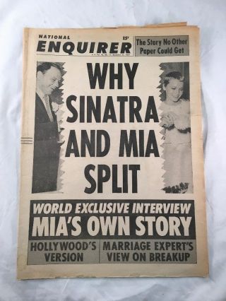 National Enquirer December 31 1967 Mia Farrow Frank Sinatra Newspaper Vintage