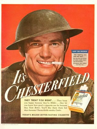 1941 Ww2 Era Ad Chesterfield Cigarettes Our Fighting Men,  Keep 