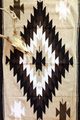 Thick Mexican Woven Blanket Tan/white/brown 5x7 
