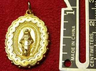 Unique Vintage Creed Sterling Silver Gold Fill Catholic Miraculous Medal Pendant