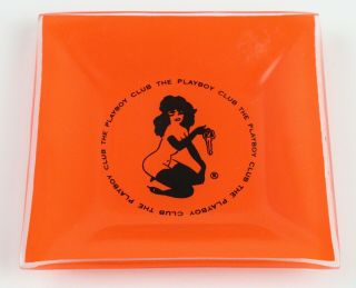 Vintage Playboy Club Orange Glass Ashtray