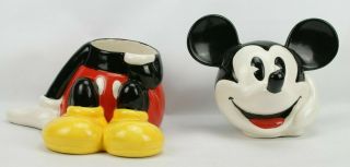 Disney ' s Mickey and Minnie Mouse Cookie Jar Treasure Craft Made in Mexico Set 5