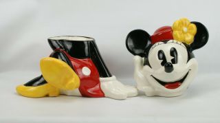 Disney ' s Mickey and Minnie Mouse Cookie Jar Treasure Craft Made in Mexico Set 6