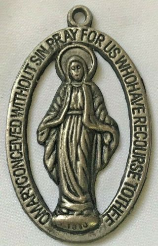 Antique Vintage Virgin Mother Mary Pendant Dated 1830 Inspirational Pray For Us