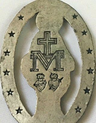 Antique Vintage Virgin Mother Mary Pendant Dated 1830 Inspirational Pray For Us 4