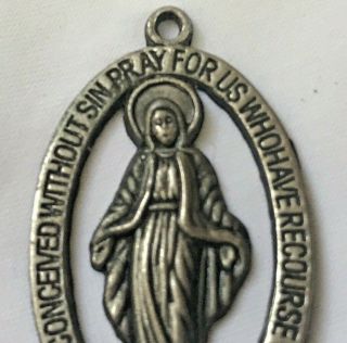 Antique Vintage Virgin Mother Mary Pendant Dated 1830 Inspirational Pray For Us 5