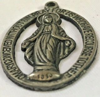Antique Vintage Virgin Mother Mary Pendant Dated 1830 Inspirational Pray For Us 6