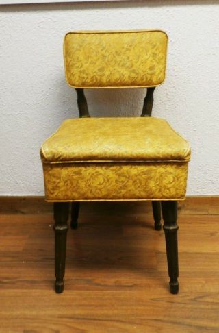 Mid - Century Sewing Chair With Notions Box Under Seat