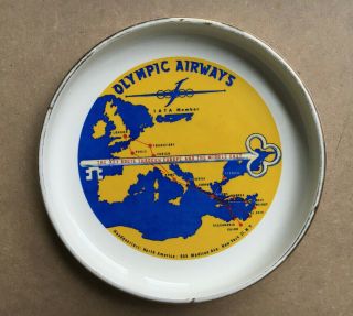 Olympic Airways Candy Dish Catch All Advertising Middle East Route Key Mid Centu
