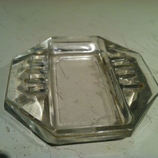 Vintage Solid Clear Glass Ashtray Mid Century Cigarettes Marked Safex 5x5