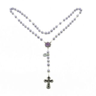 Lavender Pearl Beads Catholic Our Lady Of Fatima Rosary Made In Portugal