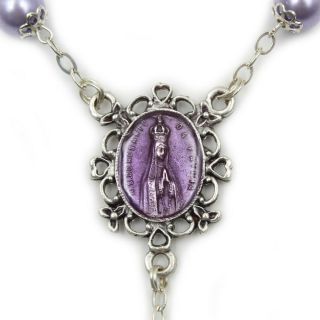 Lavender Pearl Beads Catholic Our Lady of Fatima Rosary Made in Portugal 2