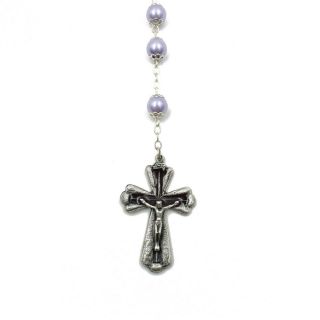 Lavender Pearl Beads Catholic Our Lady of Fatima Rosary Made in Portugal 3