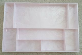 Vintage Mid Century Marbled Pink Plastic Vanity Drawer Storage Divider Tray