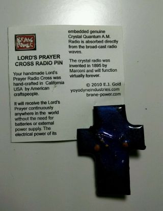 Lords Prayer ARTISTIC CROSS PIN active blessing crystal radio in Ancient Aramaic 2