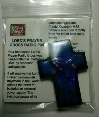 Lords Prayer ARTISTIC CROSS PIN active blessing crystal radio in Ancient Aramaic 4