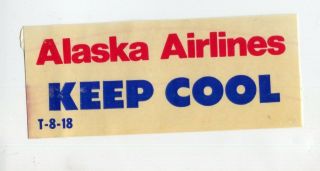 Vintage Airline Luggage Label Sticker Alaska Airlines Keep Cool