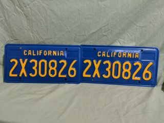 Pair 1987 California Commerical License Plates - Pick Up Truck w/ Un - Stickers 2