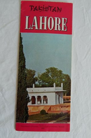 Lahore Punjab Pakistan Travel Brochure 1965 Color Photos Old City Map